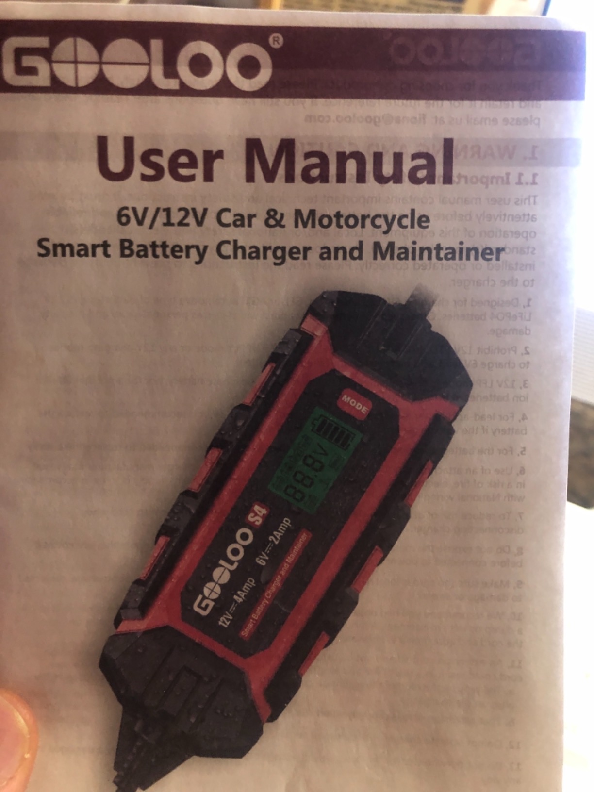 GOOLOO S4 4A Car Battery Charger, 6V/12V Smart Trickle Charger Maintainer customer photo 1