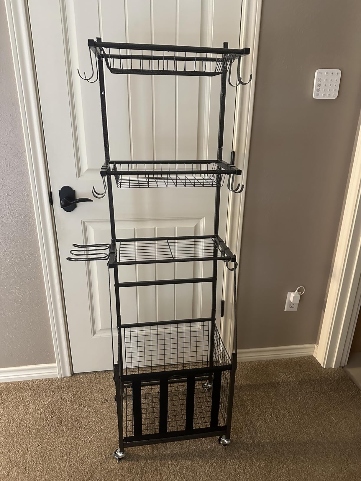 PLKOW Sports Equipment Storage for Garage, Indoor/Outdoor Sports Rack for Garage, Ball Storage Garage Organizer with Basket and Hooks,Toy/Sports Gear Storage customer photo 1