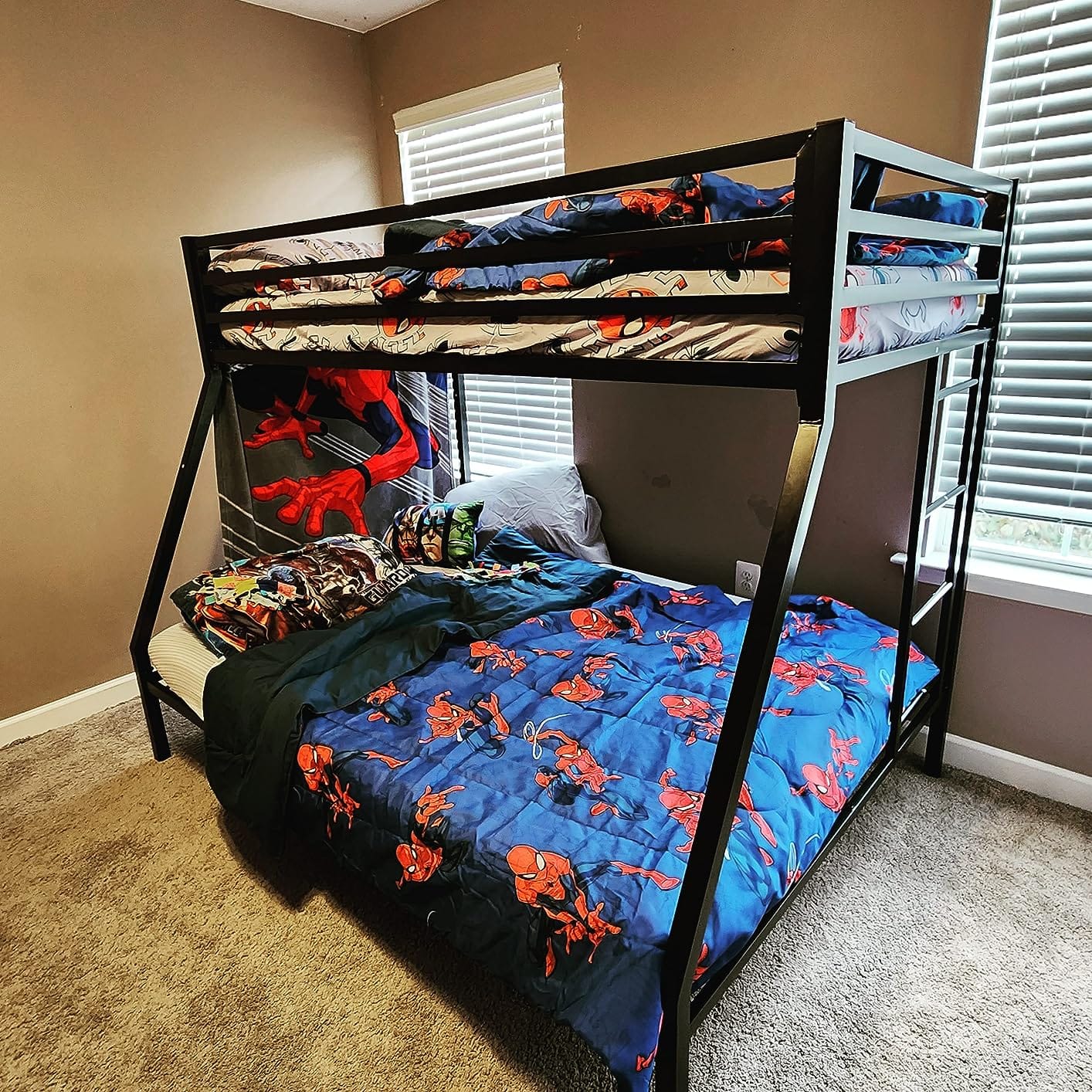 SHA CERLIN Bunk Bed Twin Over Full Size with Ladder and Guardrail,Black customer photo 1
