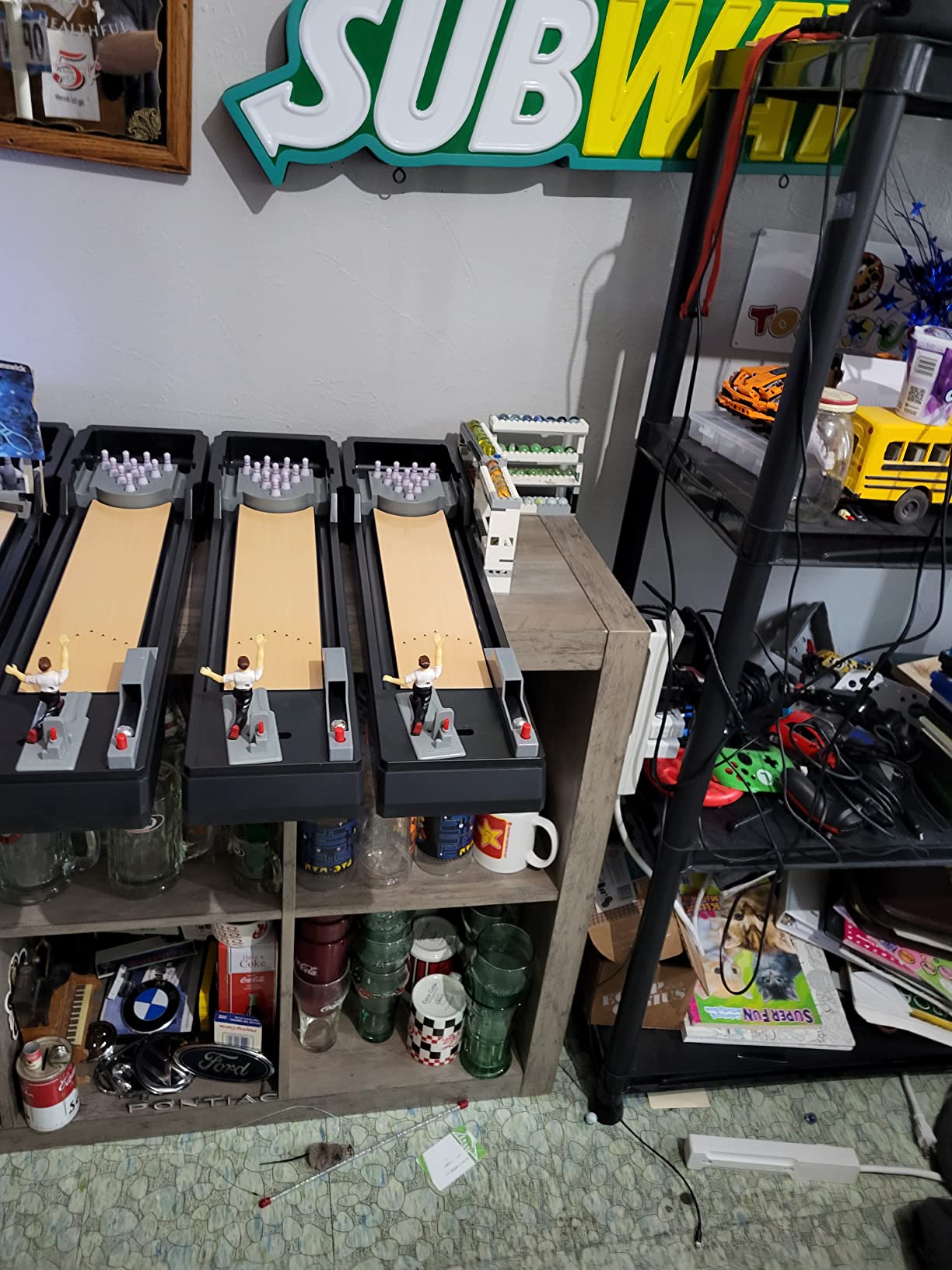 Tabletop Bowling Game Set, 10-Pin Alley, Mechanical Play, 6+ | Large 25.5