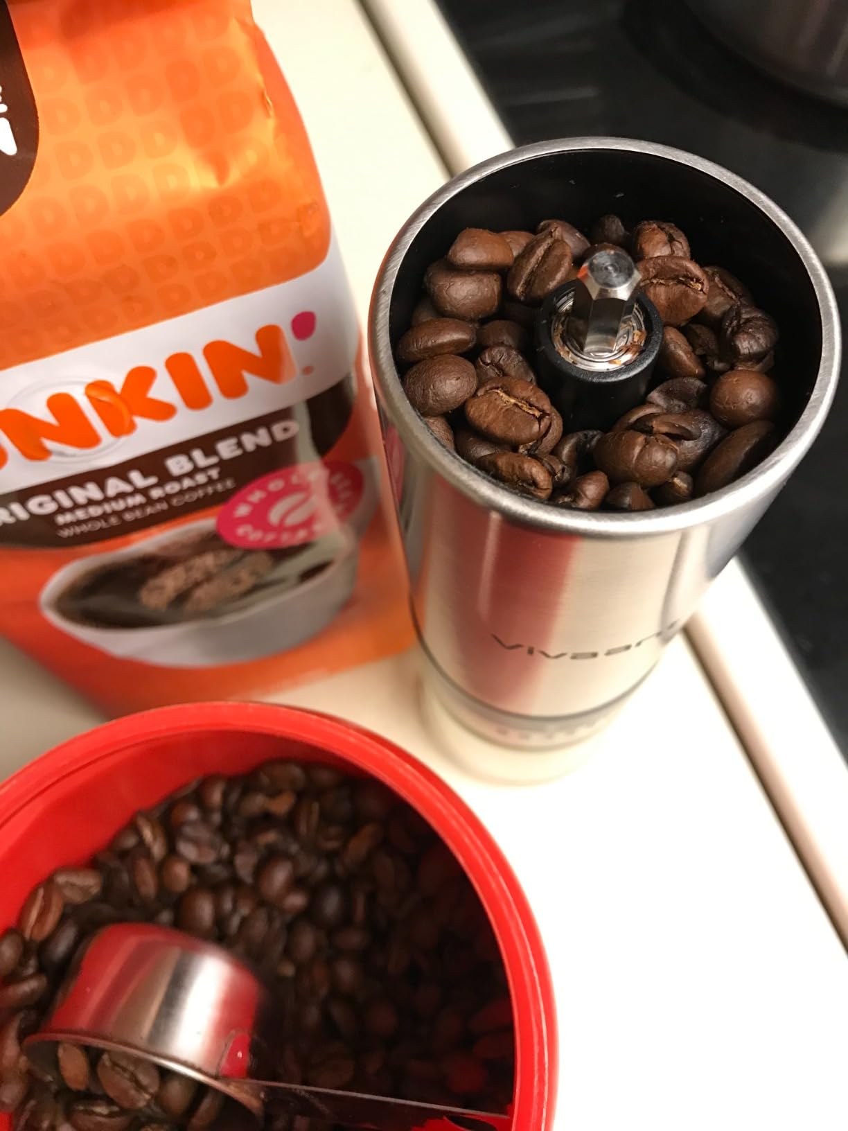 Vivaant Manual Coffee Grinder Hand Crank, Stainless Steel Conical Burr Mill customer photo 2