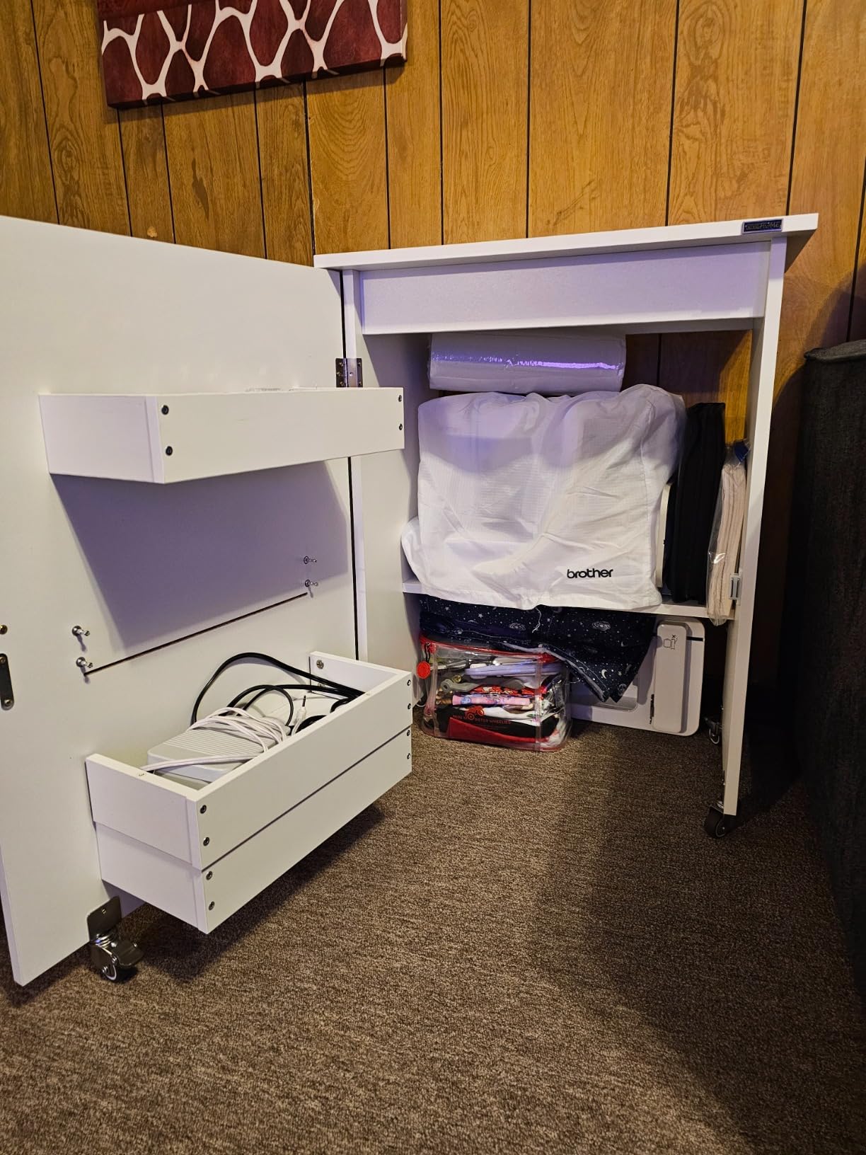 VIVOHOME Folding Sewing Table for Sewing Machine, Sewing Desk with Storage customer photo 2