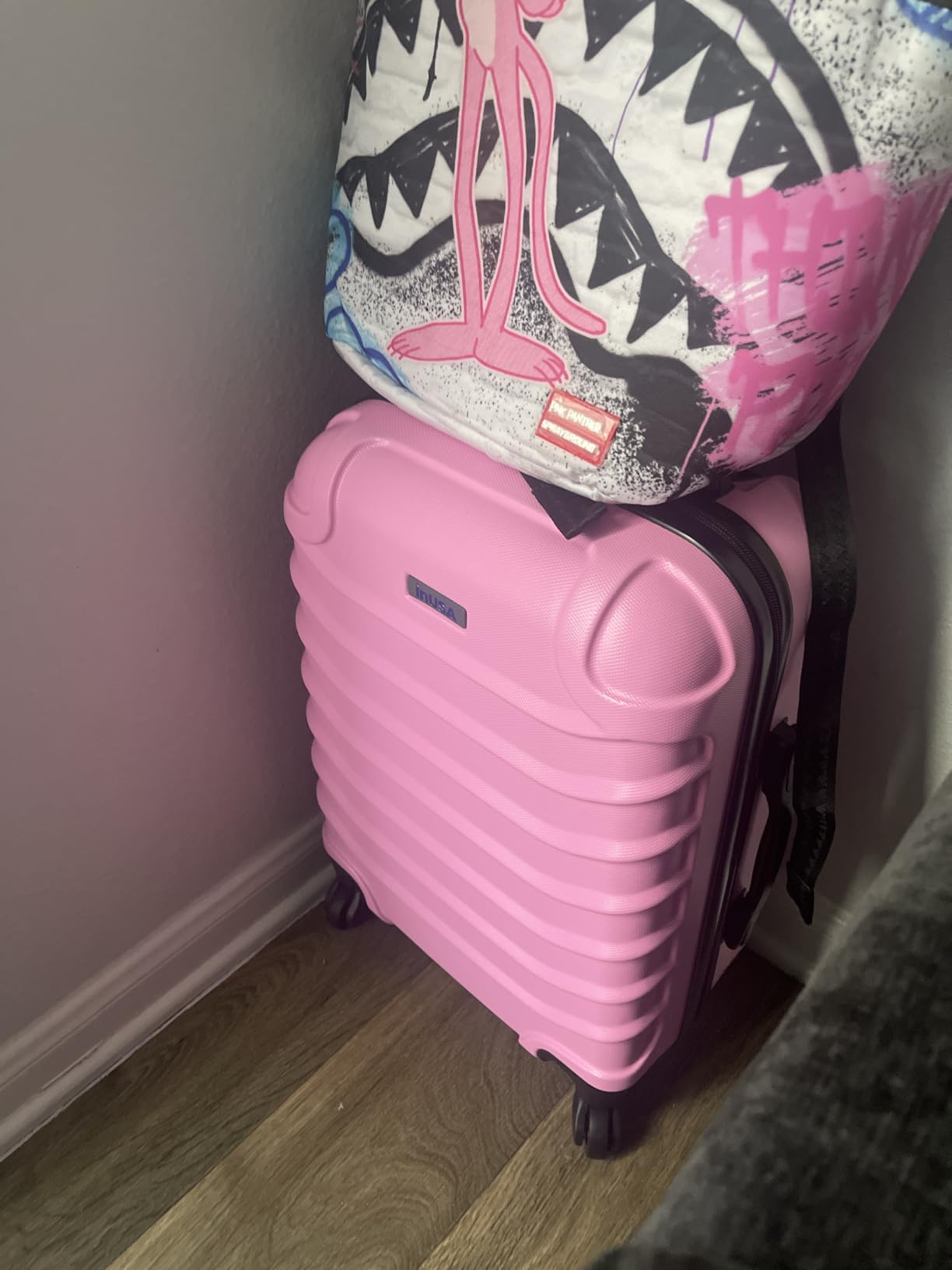 InUSA ENDURANCE Luggage with Spinner Wheels | Durable Lightweight Hardshell Suitcase, Spacious Travel Bag with Handle and Trolley | 20-Inch Carry On Small Luggage | Pink customer photo 1