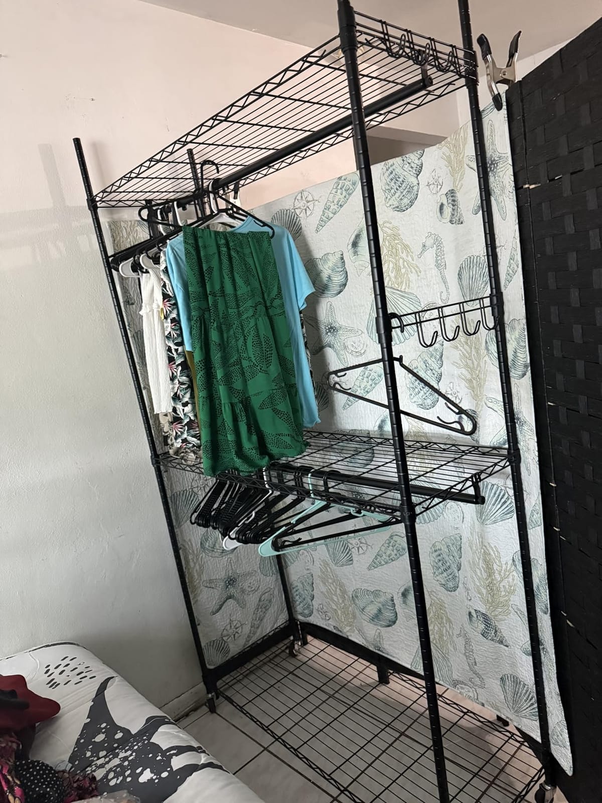 VIPEK R2 Plus Clothes Rack Heavy Duty Rolling Closet for Hanging Clothes | Lockable Silent Wheels, Double Hanging Rods, Adjustable Wire Shelving, Metal Side Hooks, Load 650lbs, for Bedroom/Home, Black customer photo 2