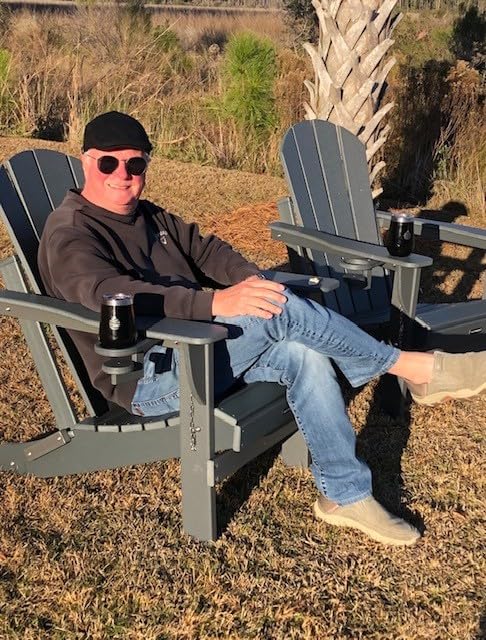 MUCHENGHY Folding Adirondack Chairs Patio Chairs Outdoor Adirondack Chair Weather Resistant Chair for Patio, Outside, Deck, Backyard, Fire Pit Chair, Campfire Chairs (Black) customer photo 1