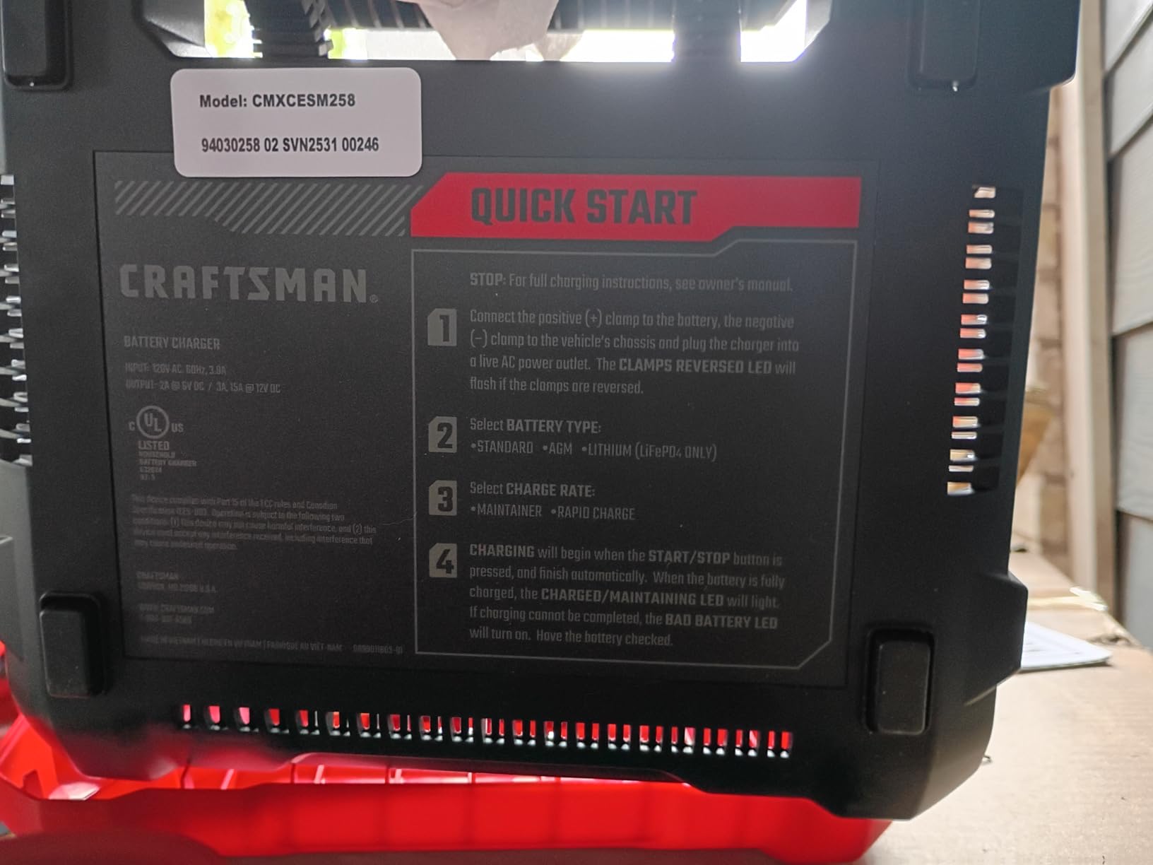 CRAFTSMAN 12A Car Battery Charger & Maintainer, 6V/12V – CMXCESM258 customer photo 2