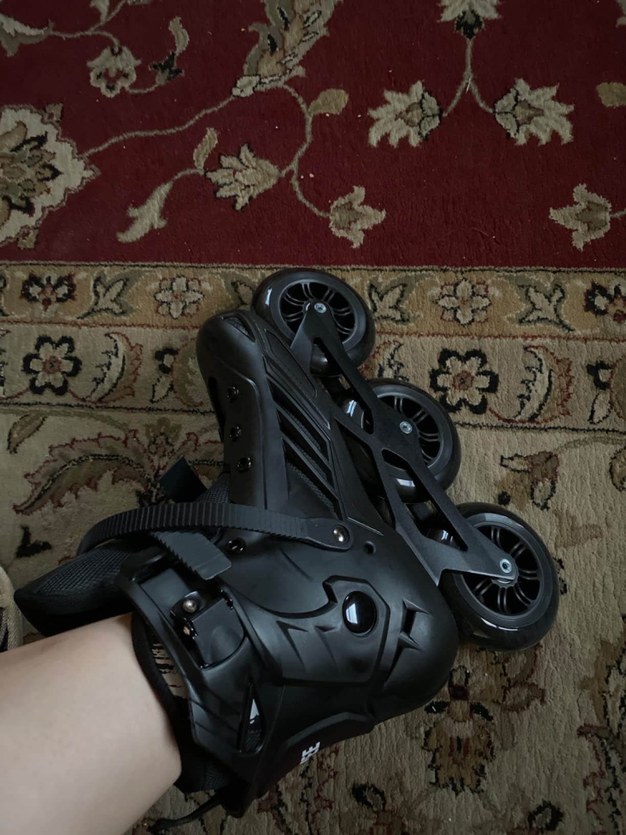 3 Wheels Inline Skates for Men Women, Professional Roller Skates Blades for Male Female, High Performance Fitness Adult Speed Skates with 110MM Wheels, Washable Liner(Black) customer photo 1