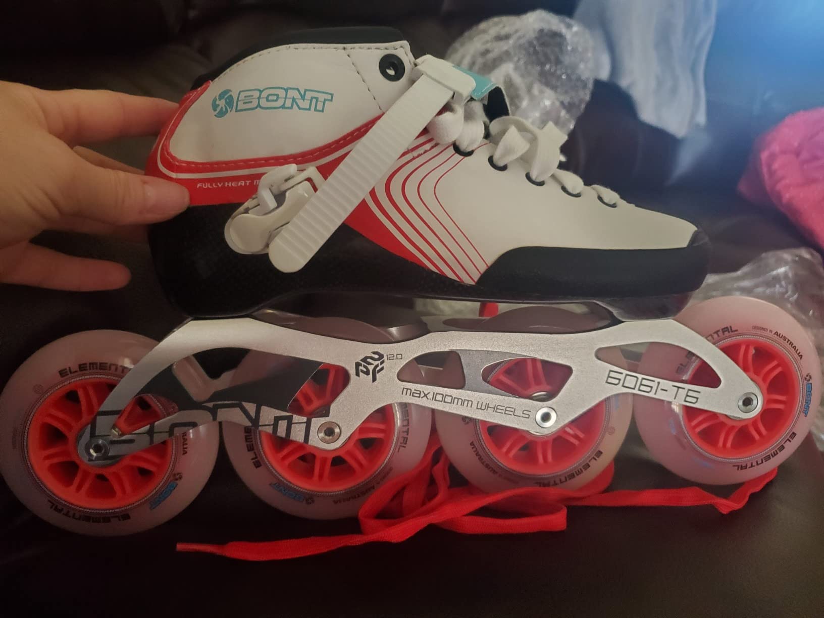 Bont GT4 Inline Speed Skates, Carbon Composite Racing Boots, 6061 T6 Aluminum Frame, Elemental 85A Wheels 100mm 110mm, ABEC5 Bearings customer photo 2