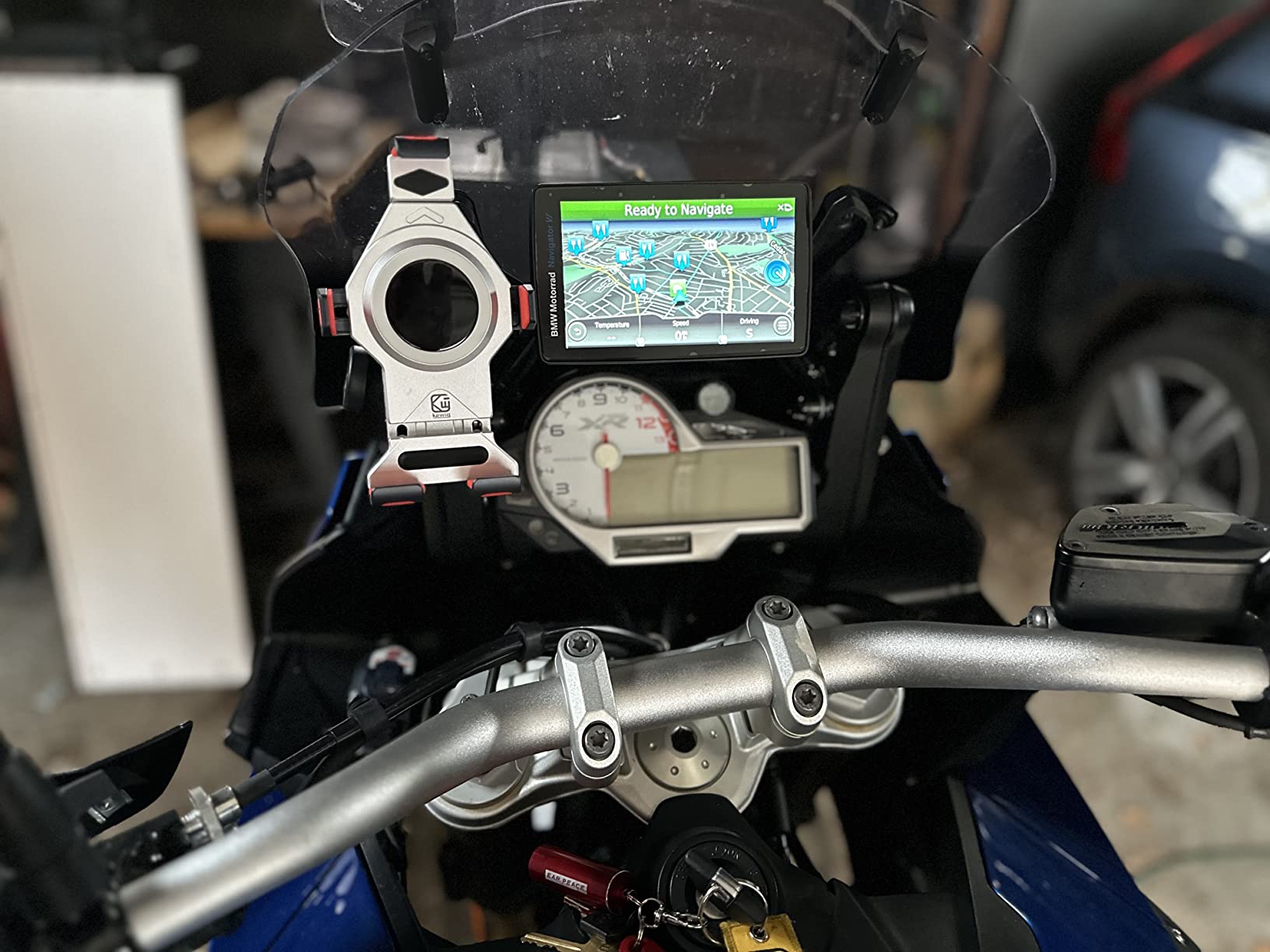 BRCOVAN Anti-Theft Aluminum Alloy Motorcycle Phone Mount Holder | with Vibration Dampener & Secure Lock, Adjustable Handlebar Cellphone Cradle for Bike Scooter ATV, Fit 4.7-7.2 inch Smartphone customer photo 2