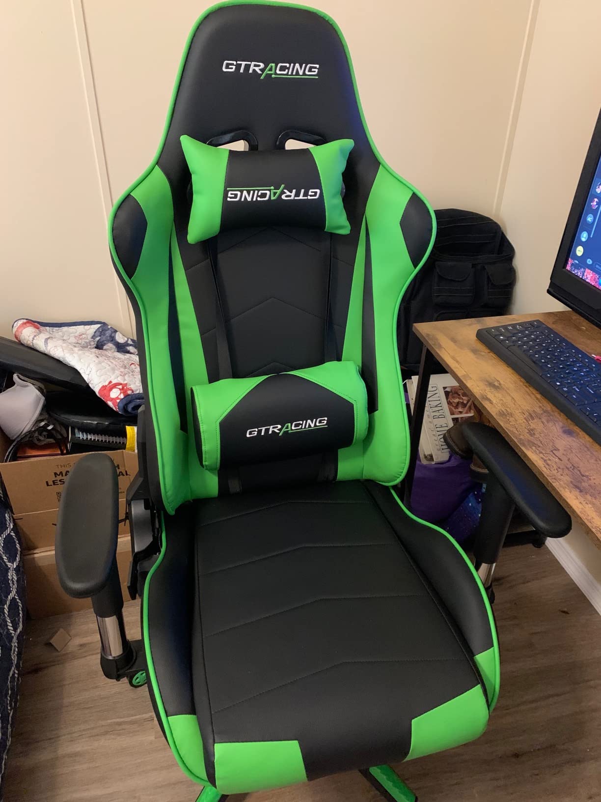 GTRACING Gaming Chair Racing Office Computer Ergonomic Video Game Chair Backrest and Seat Height Adjustable Swivel Recliner with Headrest and Lumbar Pillow Esports Chair (Red) customer photo 2