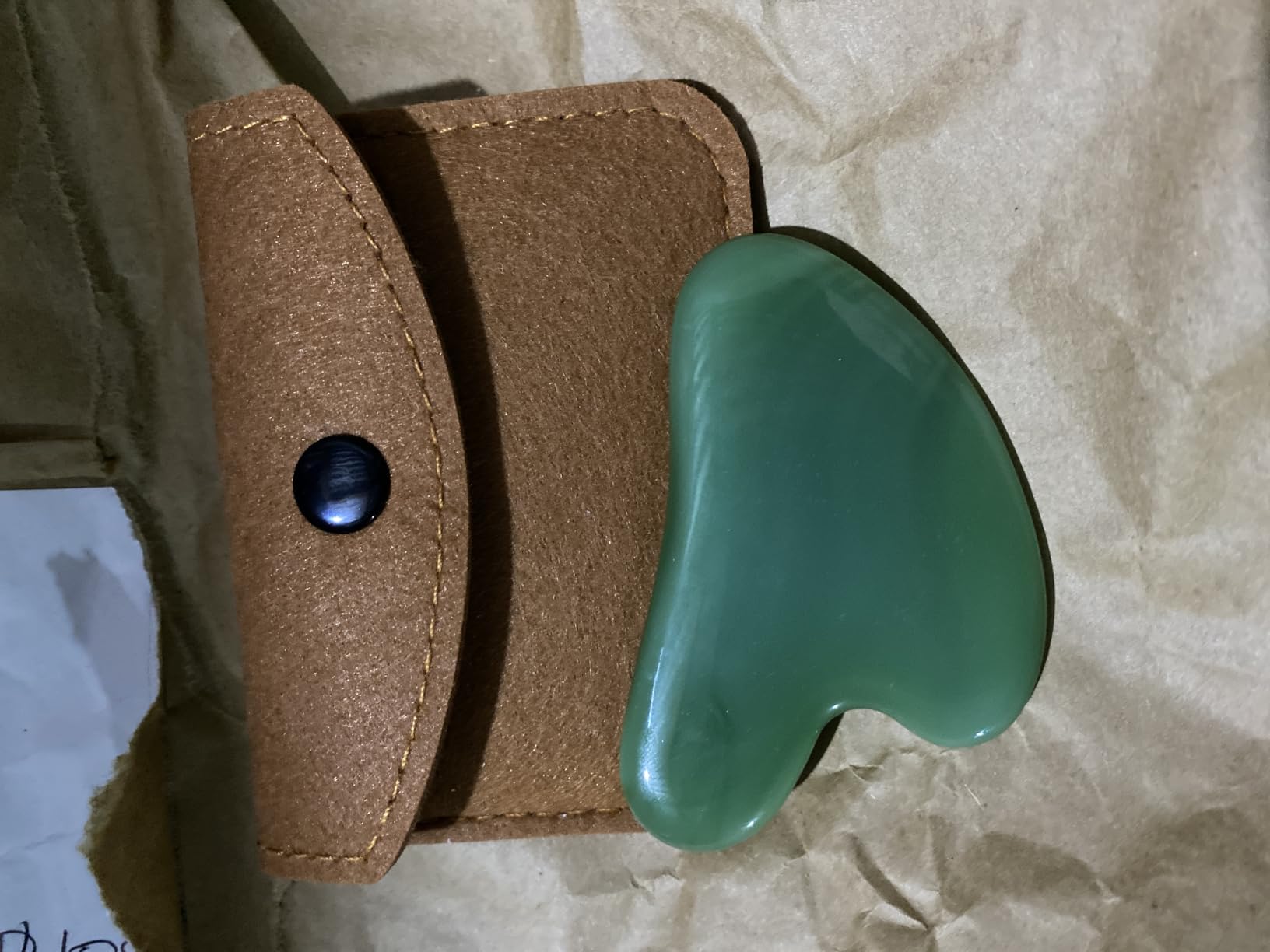 Rena Chris 2PCS Gua Sha Facial Tools: Jade Stone Guasha Tool for Face Acupuncture Therapy, Facial Massager for Jawline Sculpting and Puffiness Reducing (Green & Pink) customer photo 1