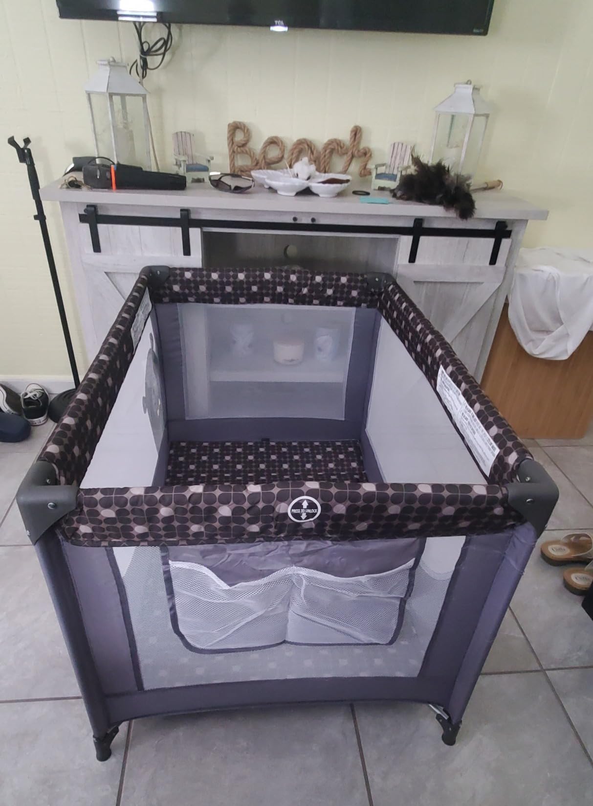 Pamo Babe Pack and Play Portable Crib Baby Playpen Foldable Playard for Infant Toddler with Mattress Pad, Lightweight Unisex Travel Crib Gray customer photo 2
