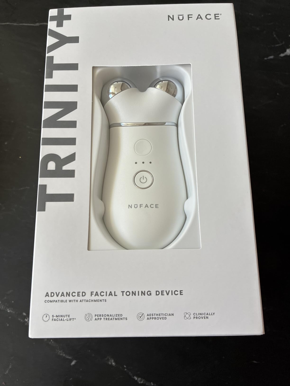 NUFACE Trinity+ Skin Tightening & Face Lift Device - Microcurrent Facial Sculpting Tool to Contour Cheeks, Jawline & Neck, 3 Frequencies, Supports Lymphatic Drainage + Activator Gel, White customer photo 2