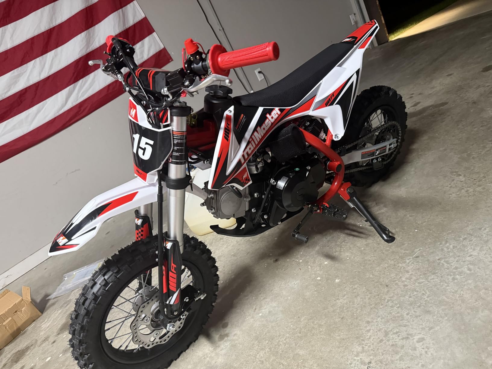 Trailmaster TM15 Dirt Bike 110cc Semi Automatic 4 speed, 24.21 inches seat height, Disk Brakes, Twin Spar Frame (Green) customer photo 2