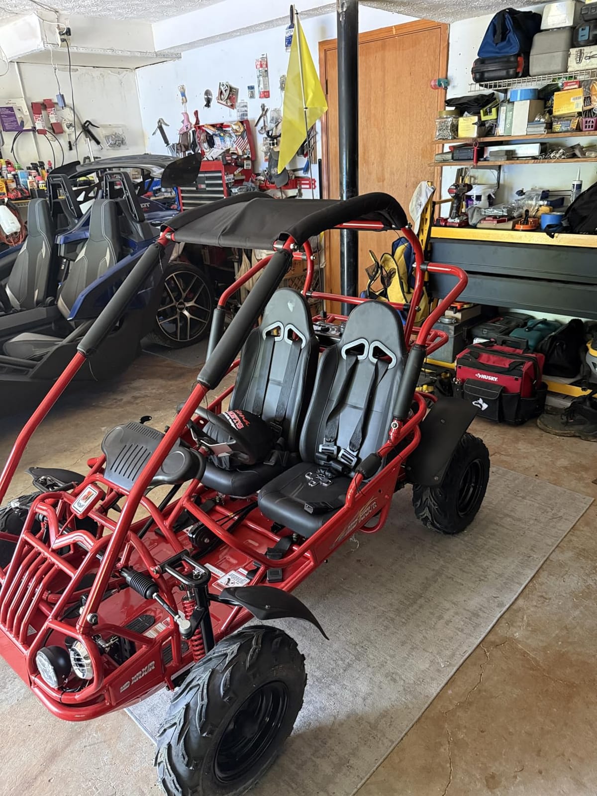 TRAILMASTER Mid XRX/R - Deluxe Go Kart Buggy with Reverse, Full roll cage and Safety Harness, Ages 10 and up, 196 CC Electric Start. (Red) customer photo 2