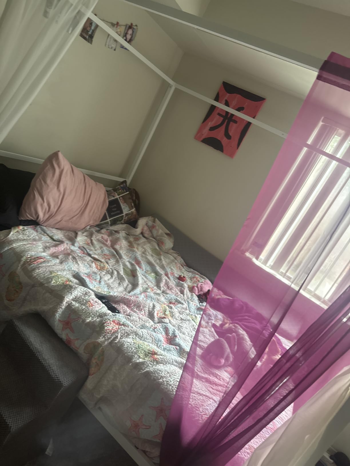 SHA CERLIN Queen Size Canopy Bed Frame with Heavy Duty Metal Slats, Black customer photo 1