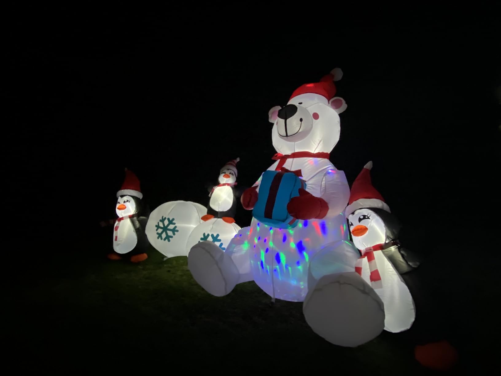 Inflatable Christmas Decorations, SHDEJTG 10FT Snowman Polar Bear Snowball Blow Up Christmas Decorations Outdoor with Colorful Rotating LED Lights, Giant Inflation for Xmas Indoor Lawn Garden customer photo 1
