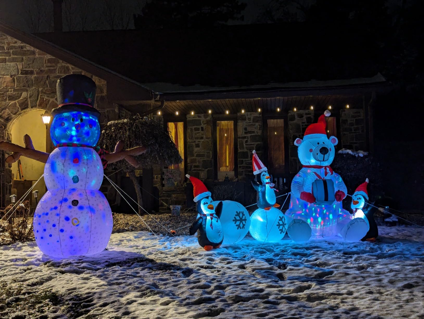Inflatable Christmas Decorations, SHDEJTG 10FT Snowman Polar Bear Snowball Blow Up Christmas Decorations Outdoor with Colorful Rotating LED Lights, Giant Inflation for Xmas Indoor Lawn Garden customer photo 2