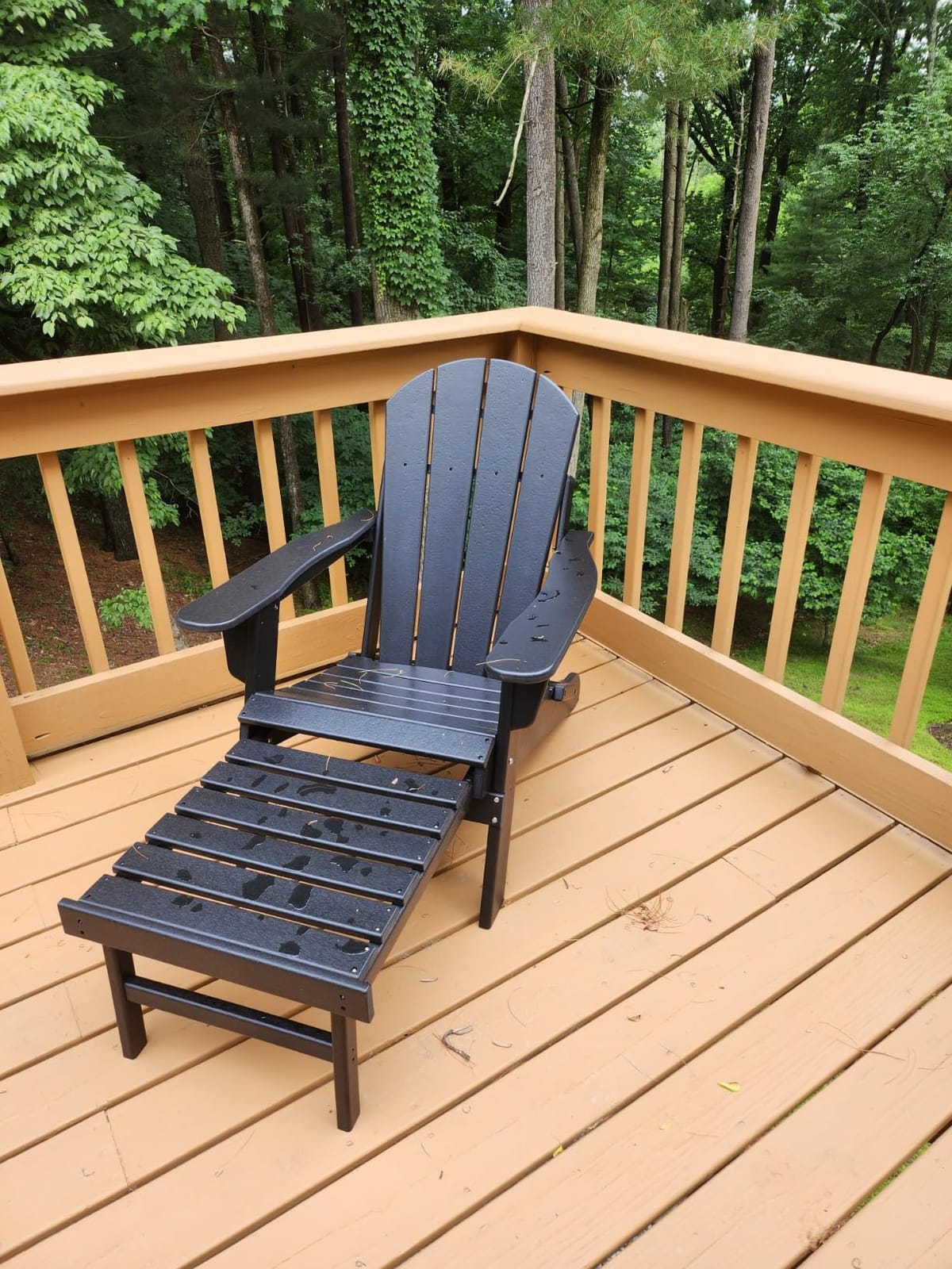 GREENVINES Folding Adirondack-Chairs-with-Ottoman Set of 2, HDPE, Blue customer photo 2