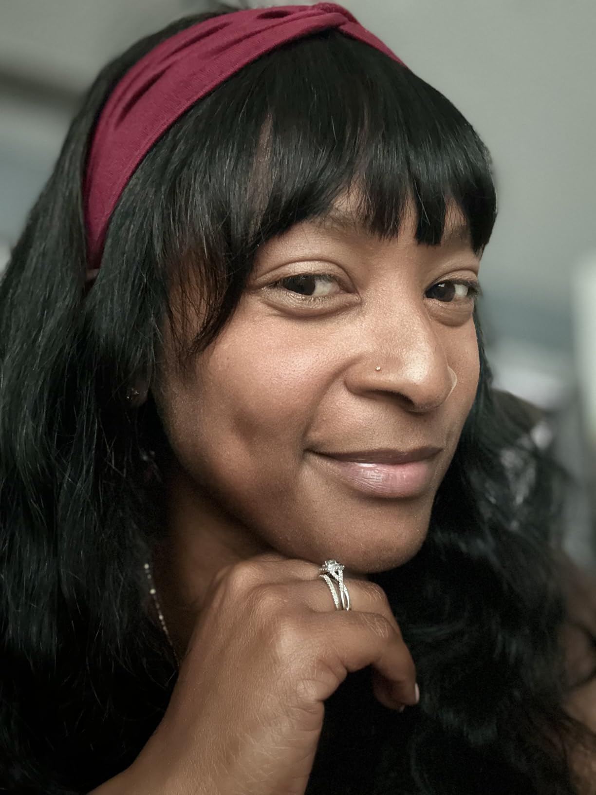 Body Wave Human Hair Wig with Bangs for Black Women with Gifts Box 20 Inch | Bang Wig Human Hair, 150% Density None Lace Front Wigs, Glueless Wigs Human Hair, Easy Wear, Beginner Friendly, Natural Color customer photo 2