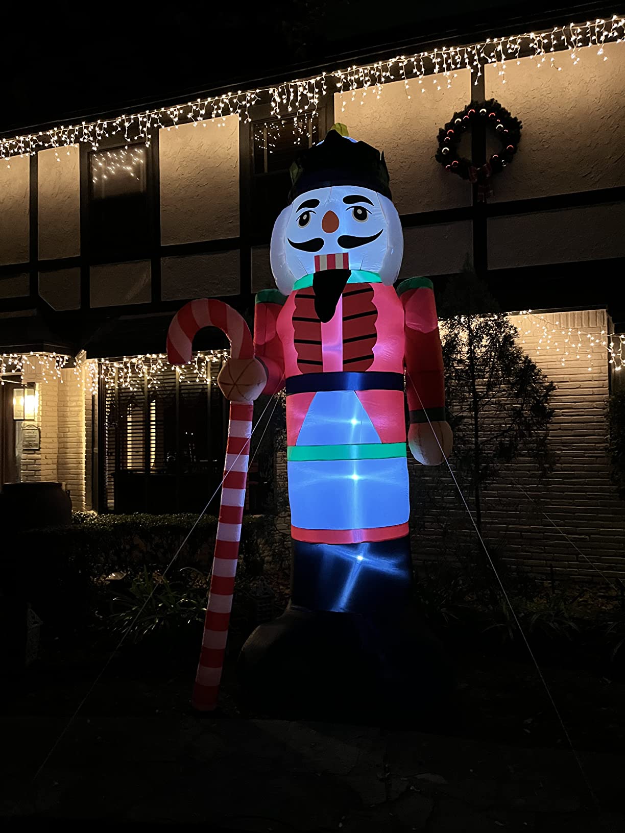 12 Ft by 5.9 Ft Christmas Inflatables Nutcracker Outdoor Decorations, Giant Christmas Blow up Hold Candy Cane Built in LED Lights, Xmas Inflatable Decor Holiday Party Yard Garden Lawn customer photo 1