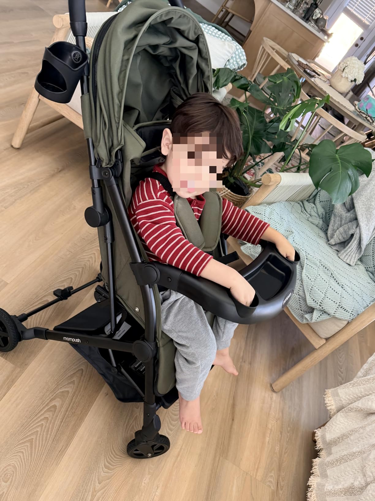 Mompush Lithe V2 Lightweight Travel Stroller Snack Tray Included, Khaki customer photo 1