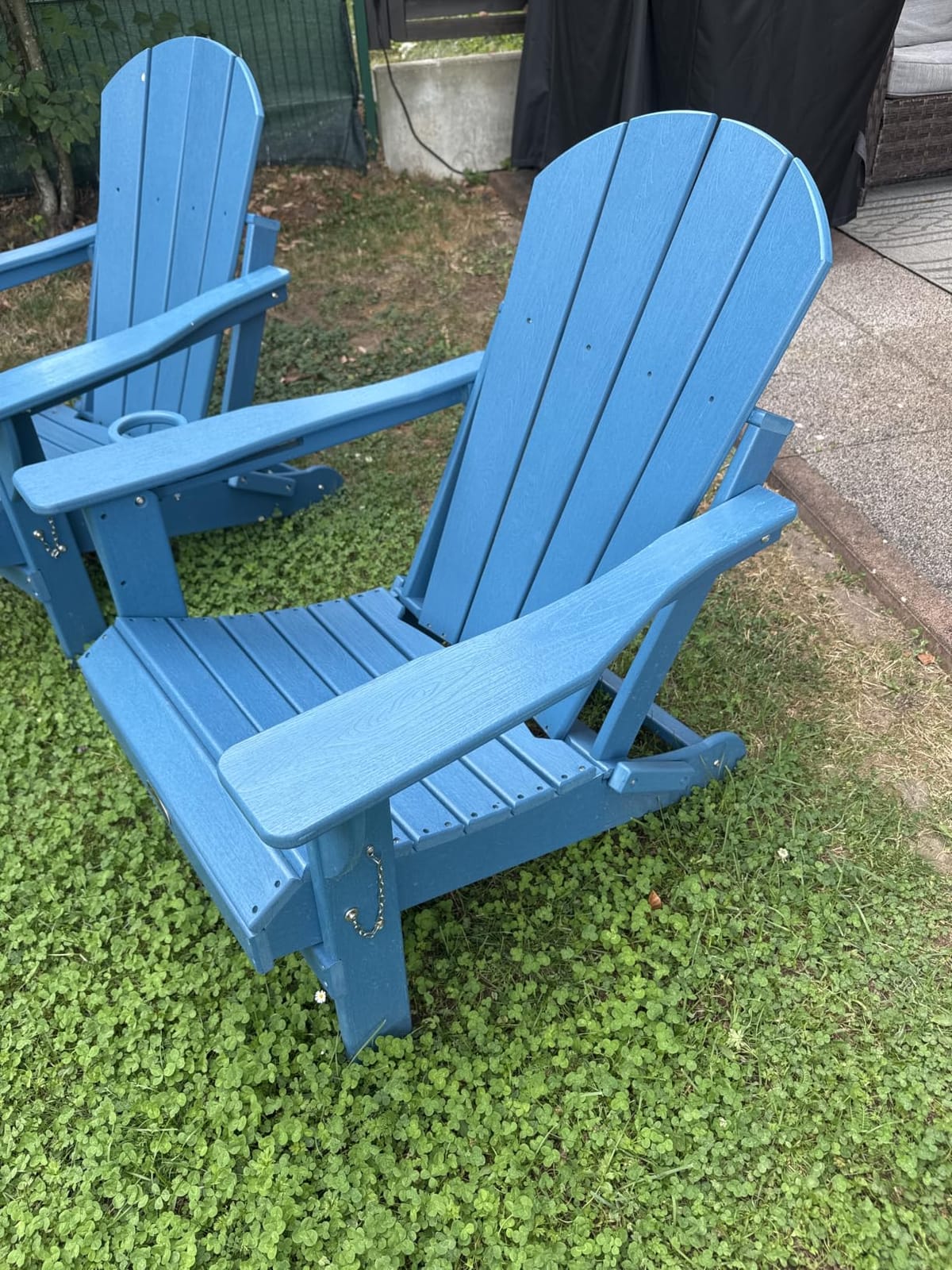 Ciokea Folding Adirondack Chair Wood Texture for Patio, Weather Resistant, Plastic Fire Pit Chair with Cup Holder, Lawn Chair for Outdoor Porch Garden Backyard Deck (Black) customer photo 2