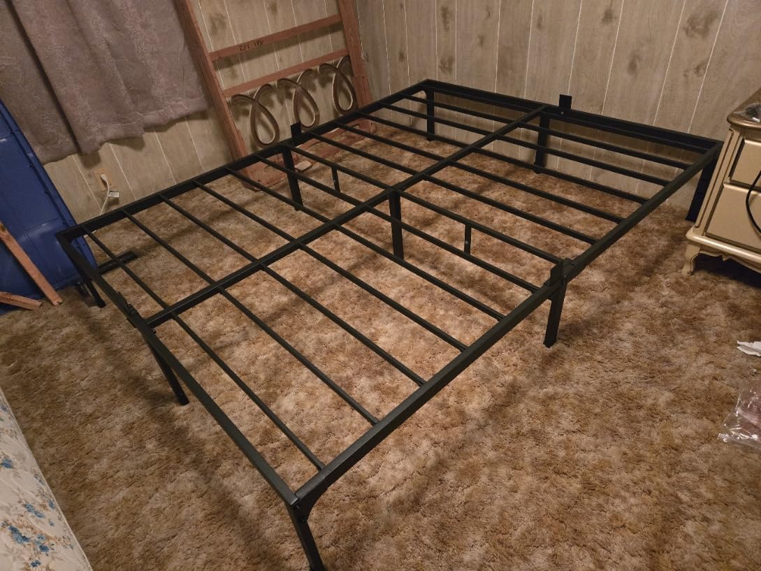 FUIOBYVV Queen Bed Frame, 14 Inch Heavy Duty Metal Platform Bed Frame Queen Size Support Up to 3500 lbs, No Box Spring Needed,Headboard Holes,Steel Slat Support,Noise Free,Easy Assembly customer photo 2