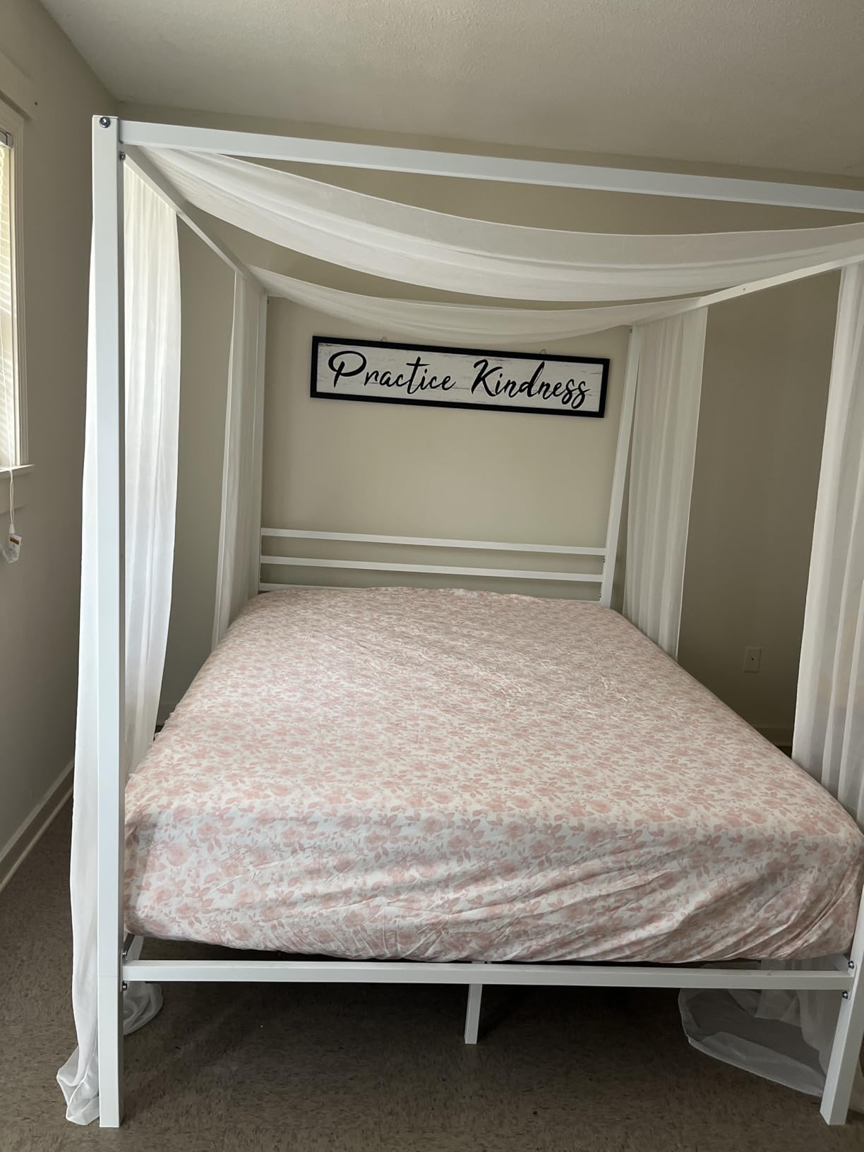 ikalido Queen Size Metal Canopy Bed Frame, Heavy-Duty Support, Black customer photo 2