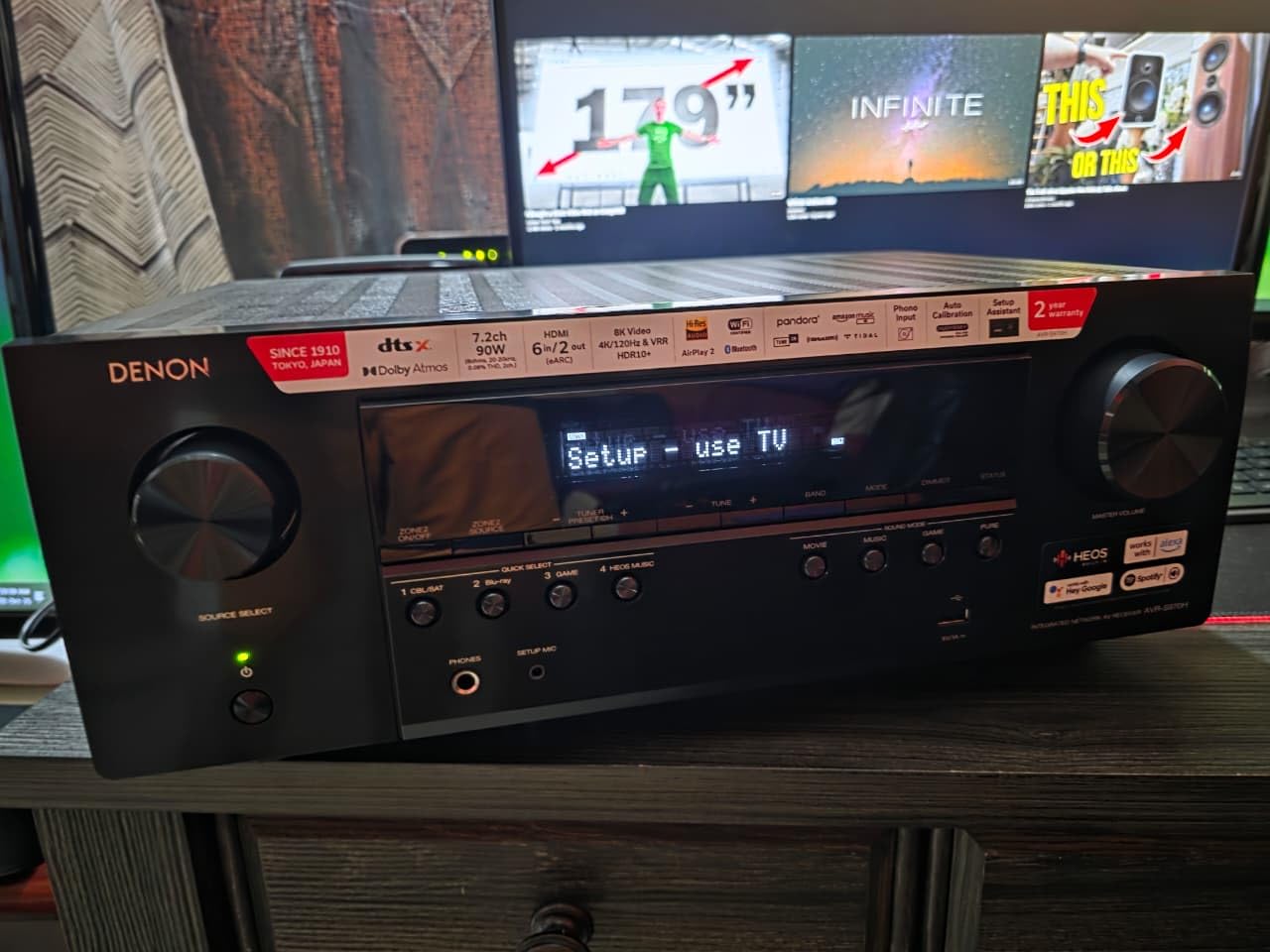 Denon AVR-S970H 7.2 Channel 8K UHD AV Receiver (90W x 7), Wi-Fi, Bluetooth customer photo 2