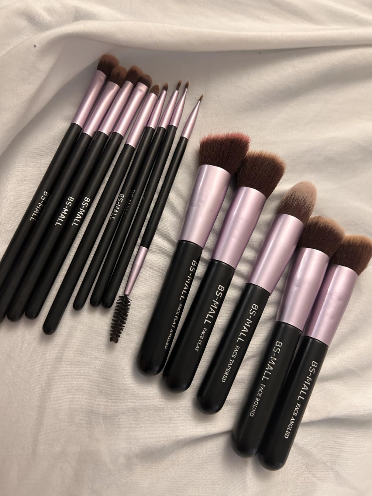BS-MALL Makeup Brushes Premium Synthetic Foundation Powder Concealers Eye Shadows 14 Pcs Purple for Makeup Beginner or Professional with Travel Case customer photo 2