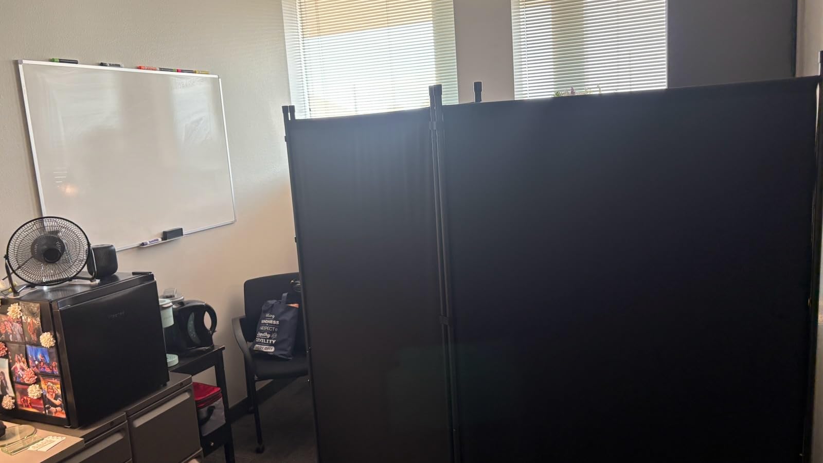 Room Divider, 4 Panel Folding Privacy Screens with Wider Feet, Black customer photo 2
