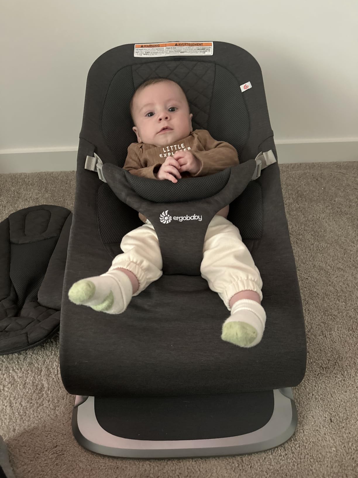 Ergobaby Evolve 3-in-1 Bouncer Seat for Babies and Toddlers 5.5-25 lbs | Multi Position Baby Bouncer Seat with Adjustable Heights, Secure Harness, Newborn Insert, Light Grey customer photo 1