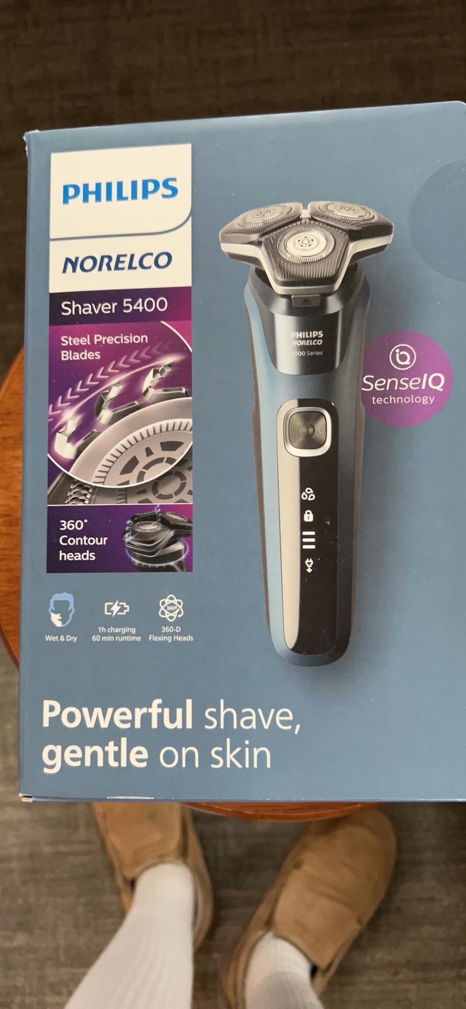 Philips Norelco 5400 Electric Shaver, Storm Blue | 45 Self Sharpening SteelPrecision Blades, 360° Flexible Heads, SenseIQ Technology, LED Display, Pop-up Trimmer, S5880/81 customer photo 2