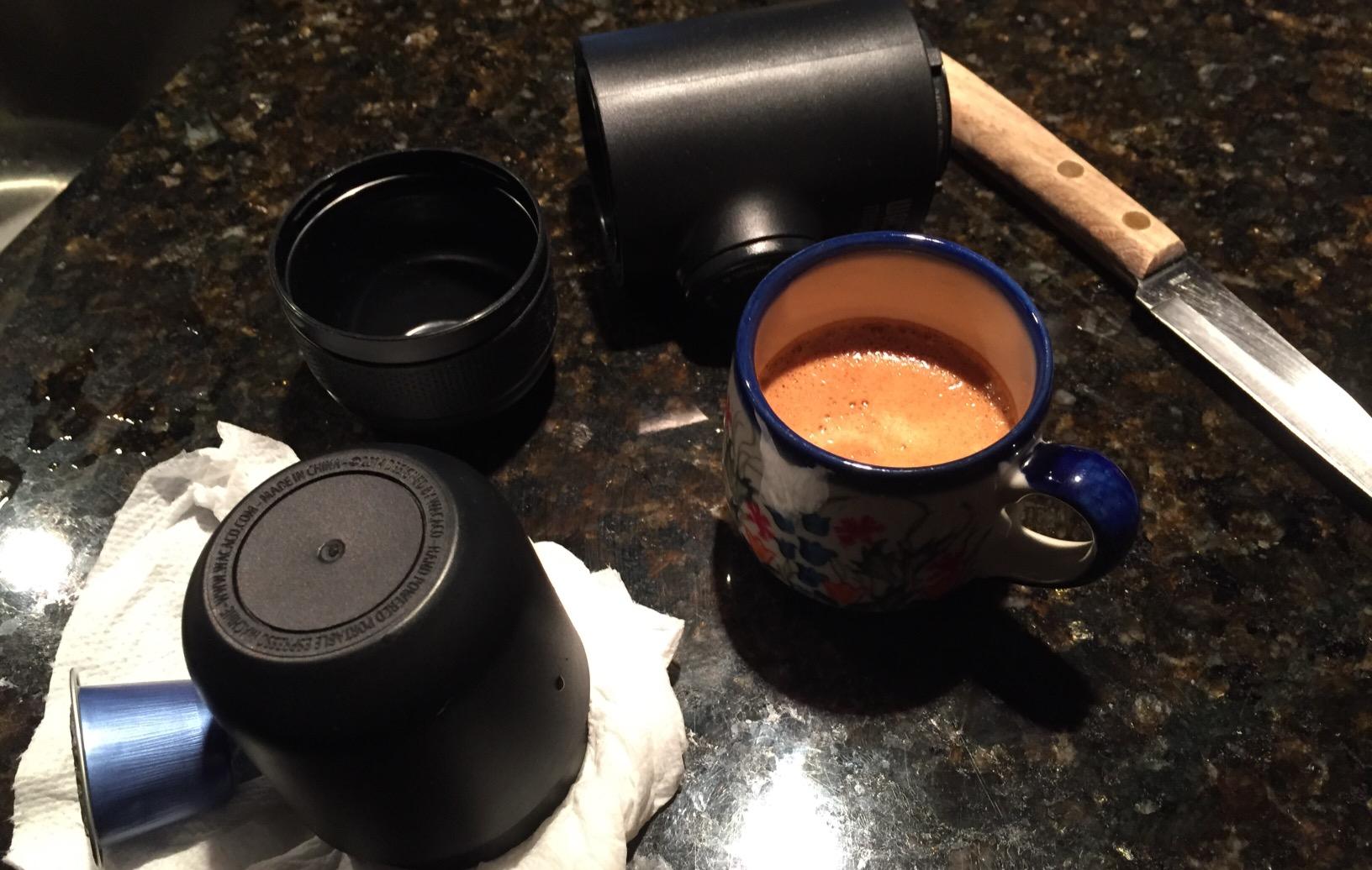 WACACO Minipresso NS2, Portable Espresso Machine, Compatible Original NS Capsules, Travel Coffee Maker, Manually Operated from Piston Action (Stone Beige) customer photo 2