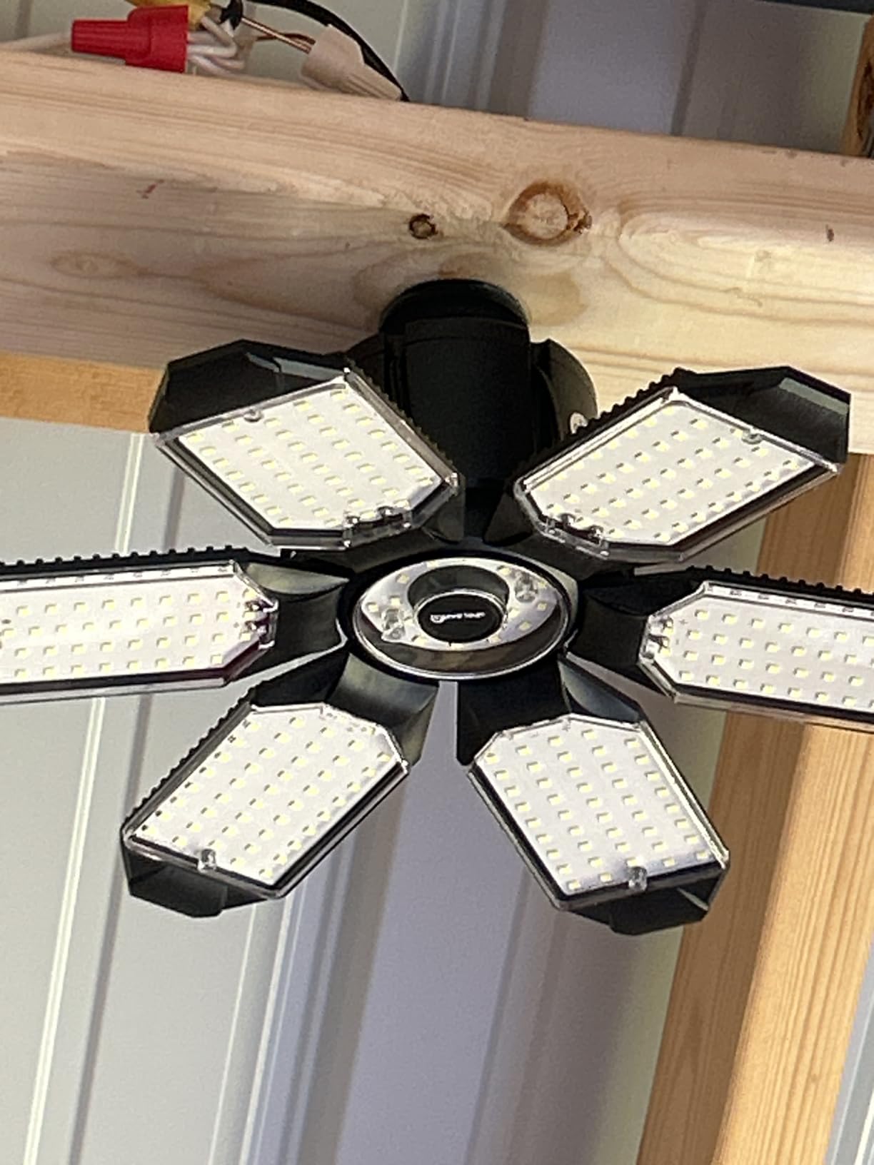 Garage Lights - 32000LM LED Garage Ceiling Lights 6500K Daylight | Super Brighter LED Shop Light w/ 6 Deformable Panels Screw in E26/E27 Light Bulb for Workshop Storage Warehouse Attic - 2Pack customer photo 1