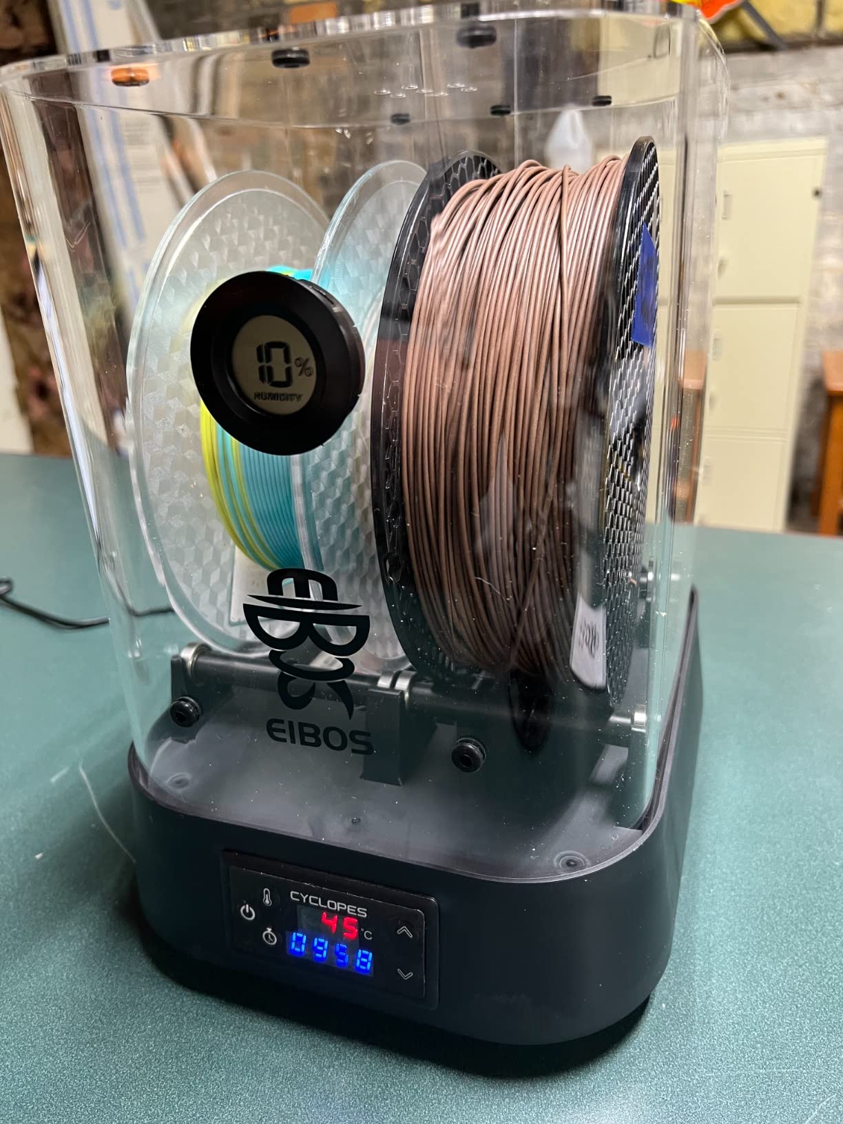 【EIBOS Official】3D Printer Filament Dryer Cyclopes with Fan, Filament Dry Box 2 Rolls with Adjustable Temp Max 70℃, Humidity Sensor, Infinite Timer, Compatible with 1.75mm 2.85mm 3.00mm PLA Nylon TPU customer photo 2
