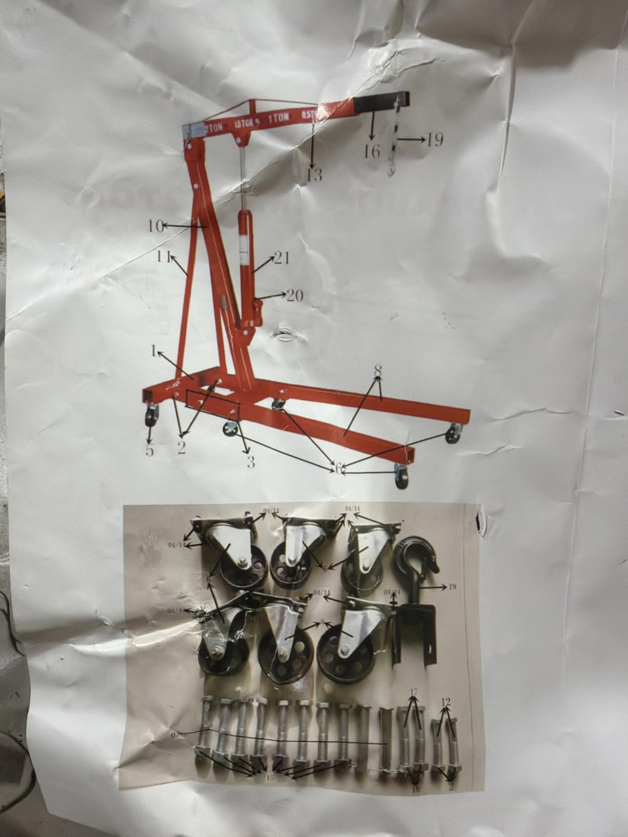 Engine Hoist, 2 Ton (4000lbs) Heavy Duty Folding Hydraulic Engine Crane Hoist Cherry Picker Shop Crane Hoist Lift for Ports, Warehouses, Garage, Factory, 360 Degree Swivel Wheels customer photo 1