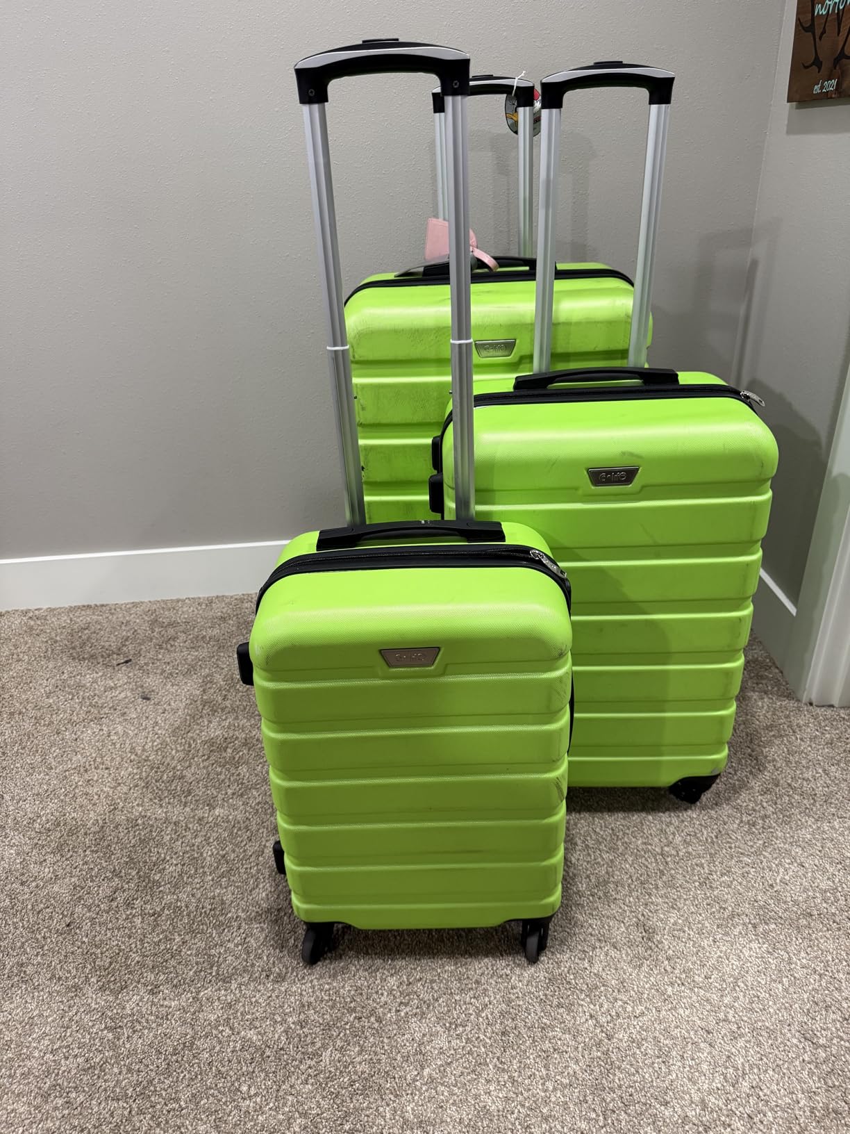 Coolife Luggage Set, Lightweight Durable Hardshell, 3 piece, Apricot Black | suitcase set with 360° Spinner Wheels, TSA-approved Lock, Checked Family Travel, 20/24/28 Inch customer photo 2
