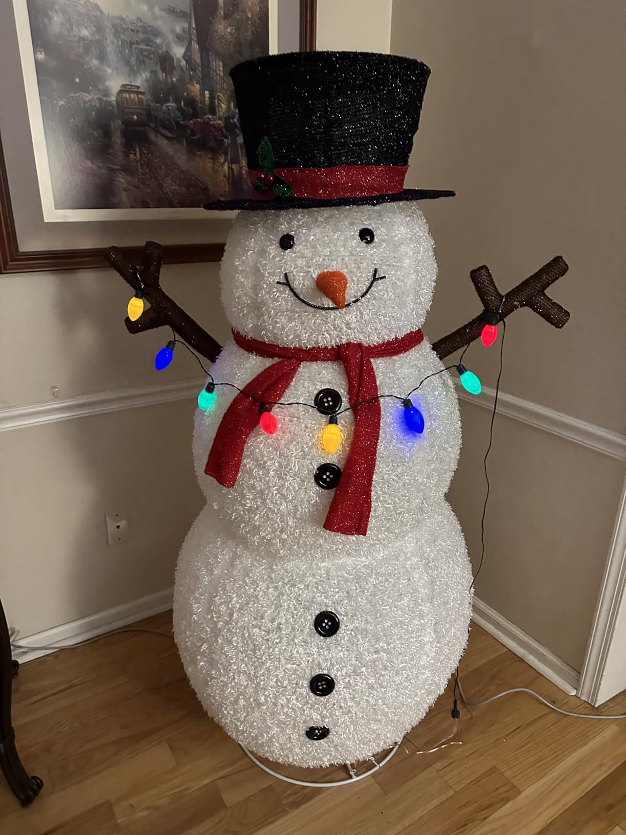 Best Choice Products 5ft Lighted Pop-Up Snowman, Large White Outdoor Christmas Holiday Decoration w/ 200 LED Lights, Hat, Scarf, Multicolored Lights customer photo 1