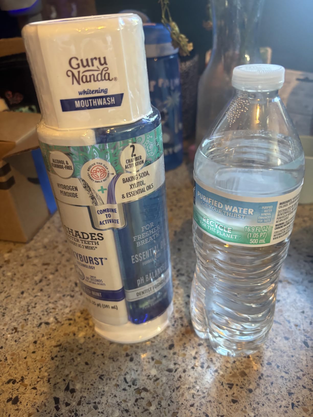GuruNanda Teeth Whitening Dual Barrel Oxyburst Mouthwash - Alcohol & Fluoride Free, Hydrogen Peroxide to Promote Whiter Teeth - Wild Mint - 20 Fl Oz customer photo 1