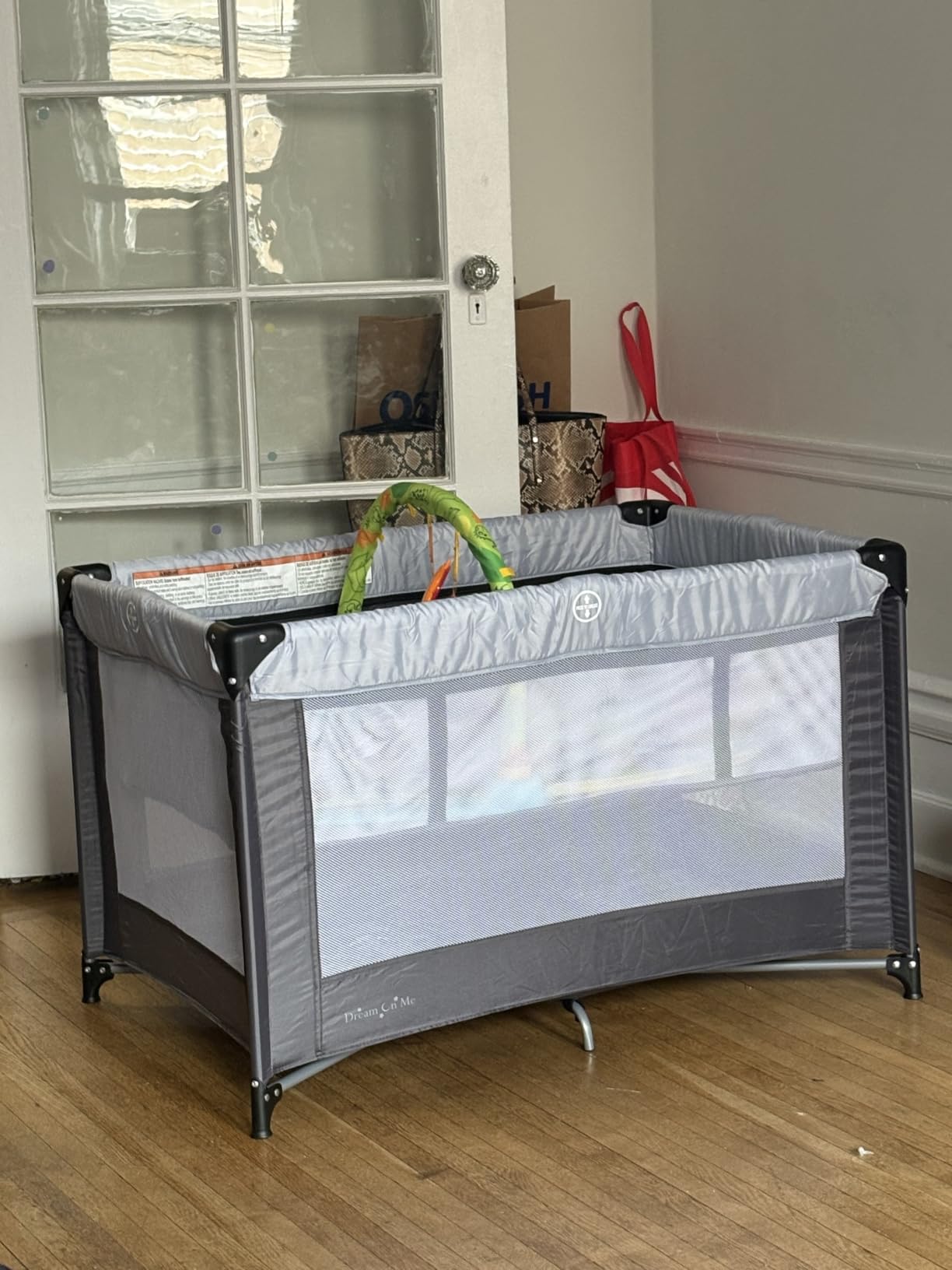 Dream On Me Zazzy Portable Baby Playard with Bassinet, Travel Carry Bag | Converts from Bassinet to Playard, For Infants & Toddlers, Quick Fold & Compact for Indoor, Outdoor & Travel, ASTM, Gray customer photo 1