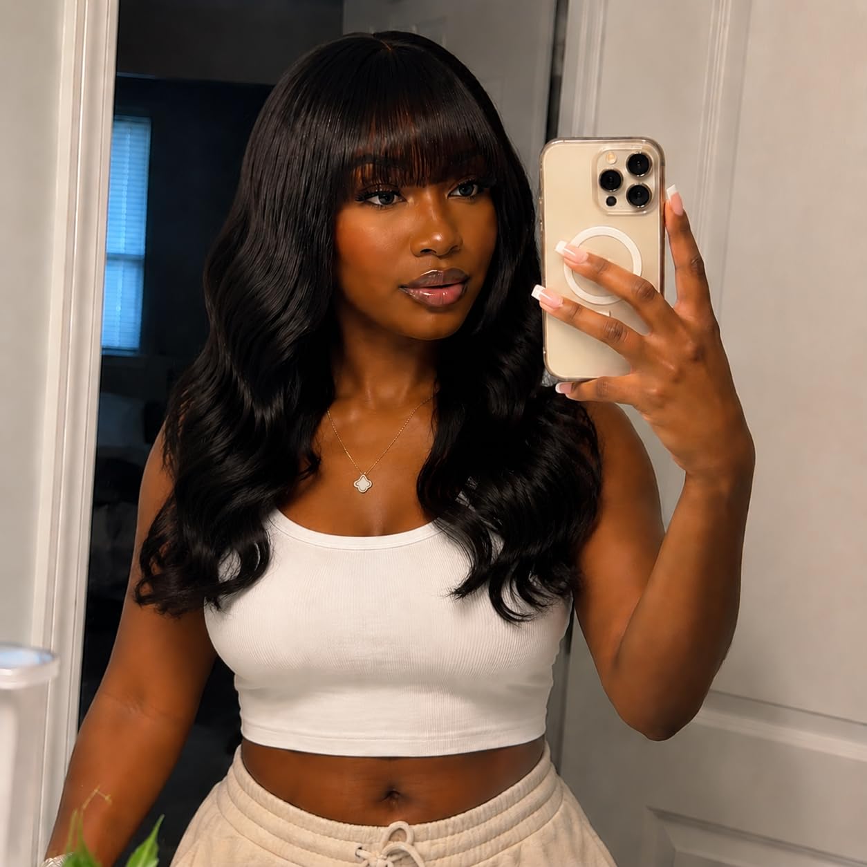 Straight Human Hair Wigs with Bangs 2x4 Lace Front Wigs 16 Inch | 180% Density Straight Lace Closure Wear and Go Glueless Wigs 100% Brazilian Virgin Human Hair Wigs for Women for Beginners customer photo 2