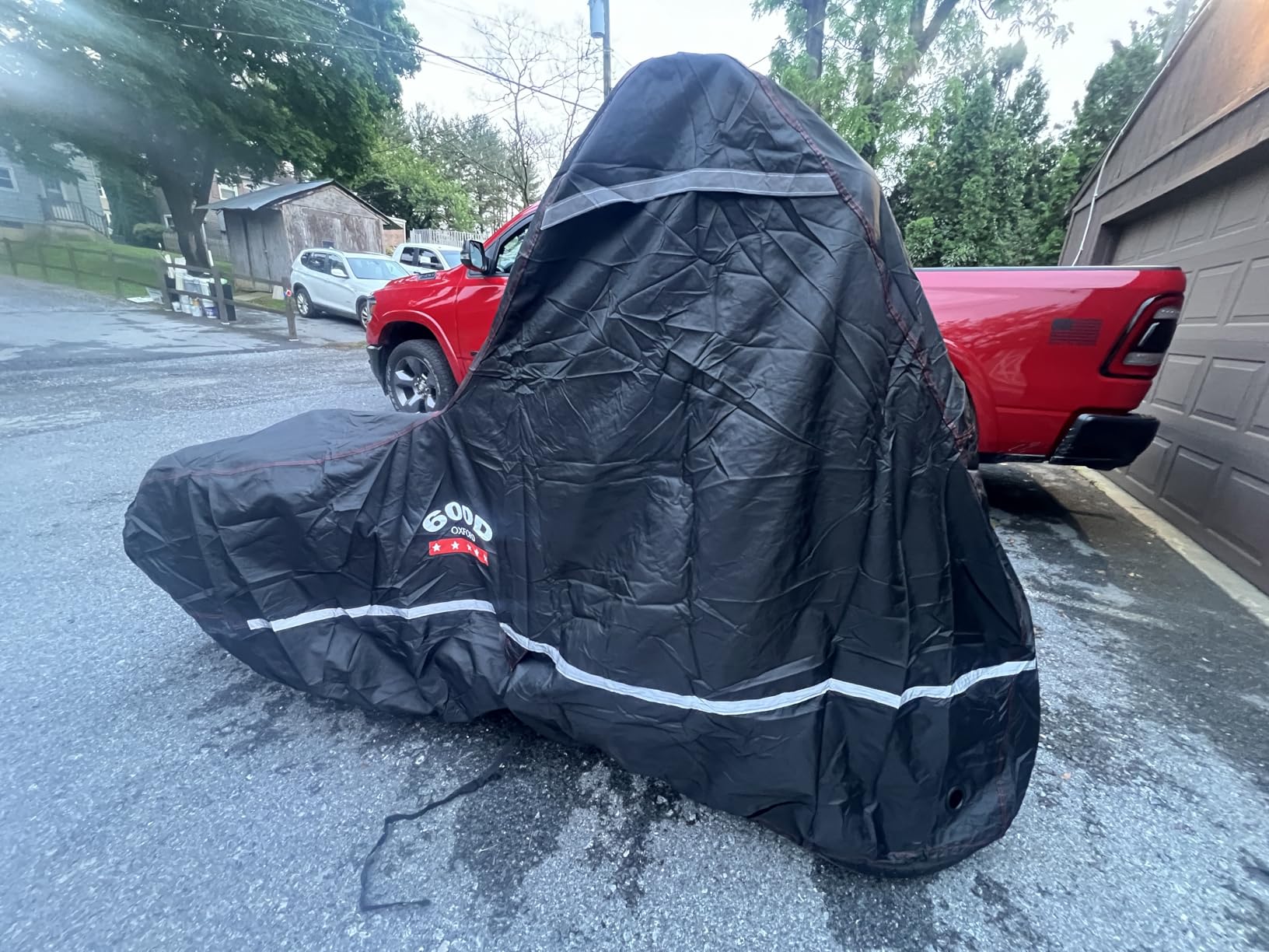 Motorcycle Cover 600D Waterproof for Touring Models Harley Davidson Road King, Road Glide, Street Glide, Electra Glide, Low Rider-ST Indoor & Outdoor Storage Gray customer photo 2