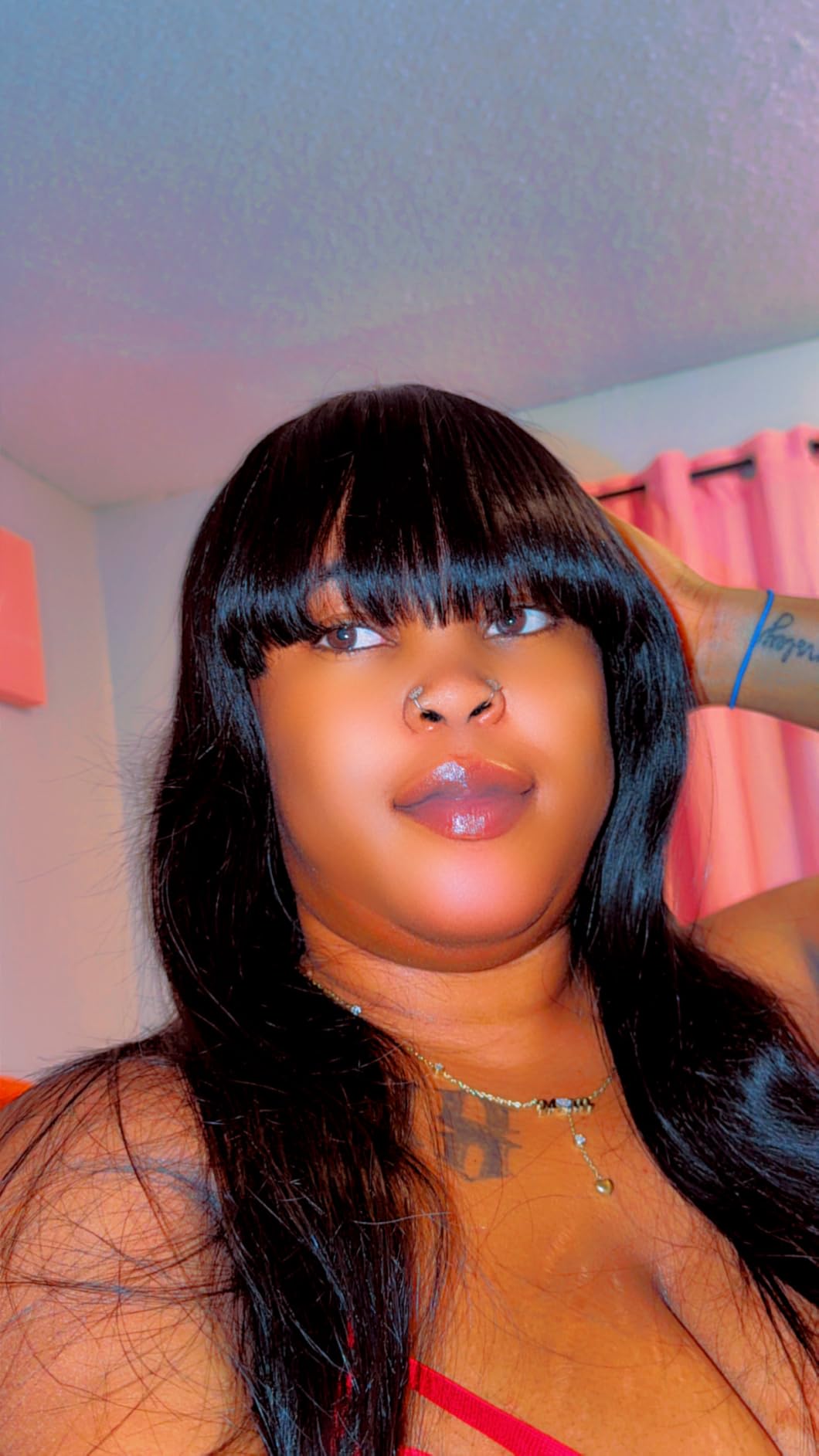 Straight Wigs with Bangs Human Hair for Black Women 20 Inch Natural Color | Wigs Human Hair, 150% Density None Lace Front Wigs, Glueless Wigs Human Hair, Easy Wear, Beginner Friendly customer photo 1