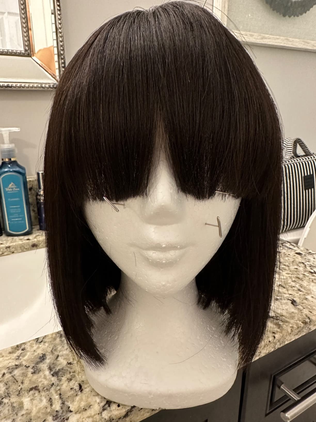 LUVME HAIR 10 Inch Short Black Straight Bang Wig with Minimalist 2x1 Lace | Real Scalp For Women Low Tension Design For Daily Wear Glueless Protective Wig For Natural Hair & Edges customer photo 1