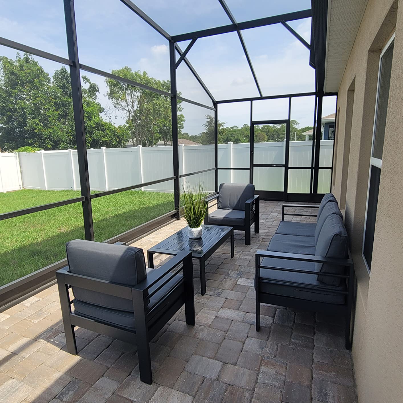 Amopatio Aluminum Patio Furniture Set with 5'' Thick Olefin Cushions, Grey customer photo 2