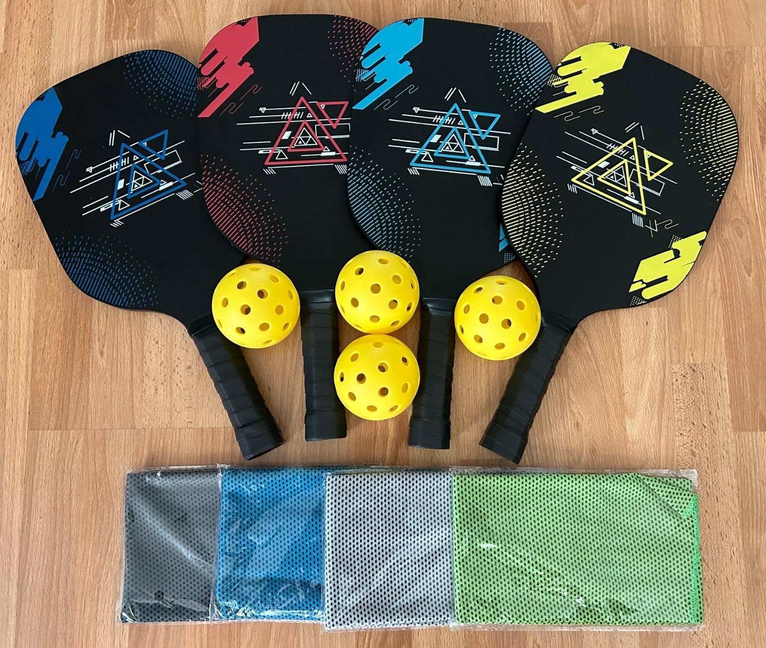 Pickleball Paddles Set of 4, Wood Pickleball Set with Comfort Grip | 4 Cooling Towels, 4 Pickleball Balls & Carry Bag. Cushion Grip Wood Paddle Set for Men, Women, Beginners customer photo 2