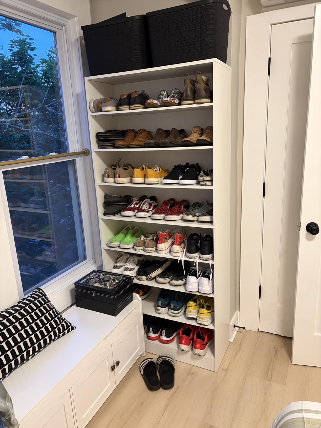 Tribesigns Shoe Cabinet, 9 Tiers 40-45 Pairs Heavy Duty Wood Freestanding Shoe Storage Cabinet, 70.8'' Tall Shoe Organizer with Open Storage for Entryway, White customer photo 1