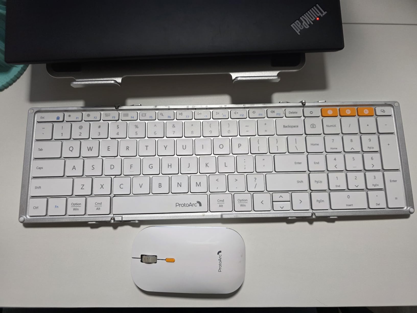 ProtoArc XKM01 Full-Size Foldable Keyboard Mouse Combo for Travel, Gray | 105-key keyboard, slim mouse, hard case and phone stand, 3-device Bluetooth & 2.4G switching, for travel office use customer photo 1